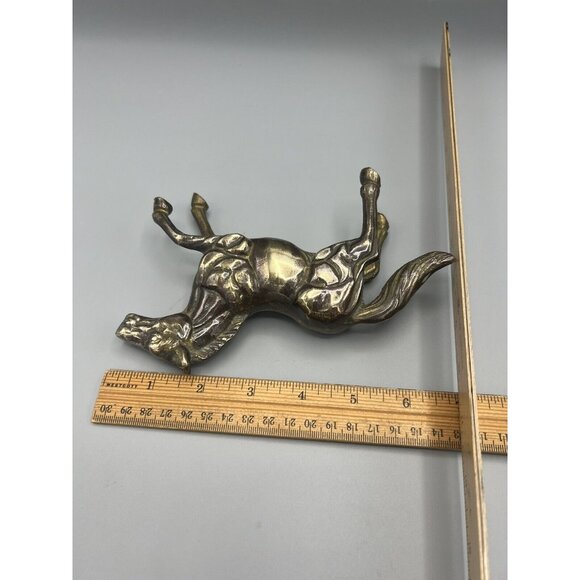 Brass Horse Statue Majestic Bare Back Stomping Figure 7” Free Standing Sculpture - Picture 6 of 12